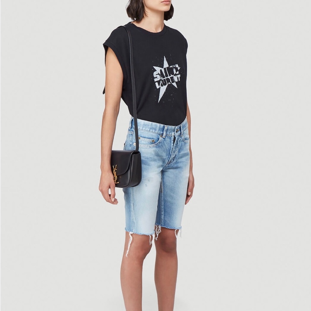 Saint Laurent long denim short in blue 29